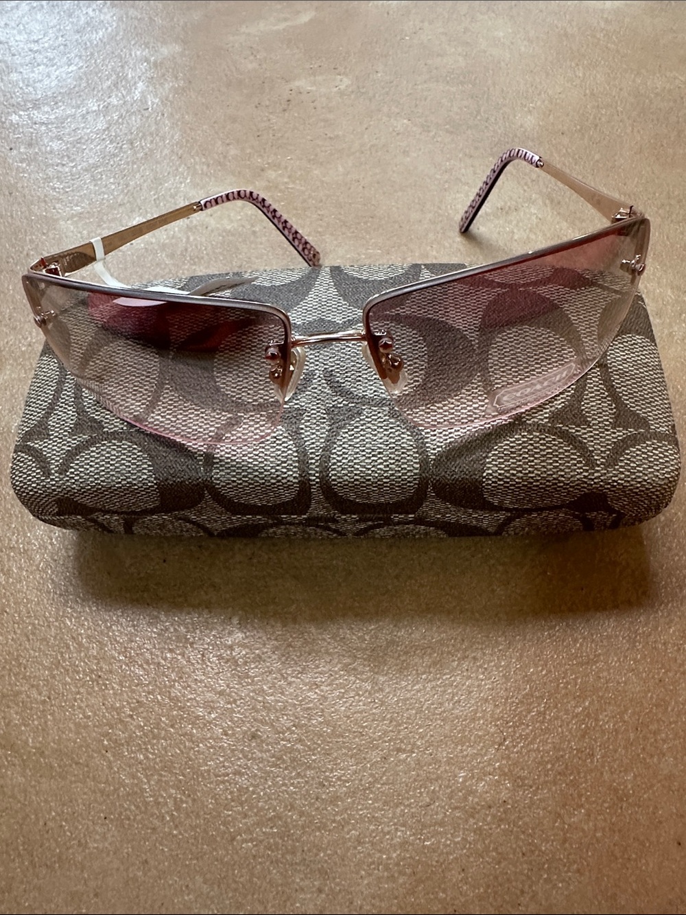 Authentic Vintage Y2K Coach S313 “Lil” Rimless Sunglasses and Case